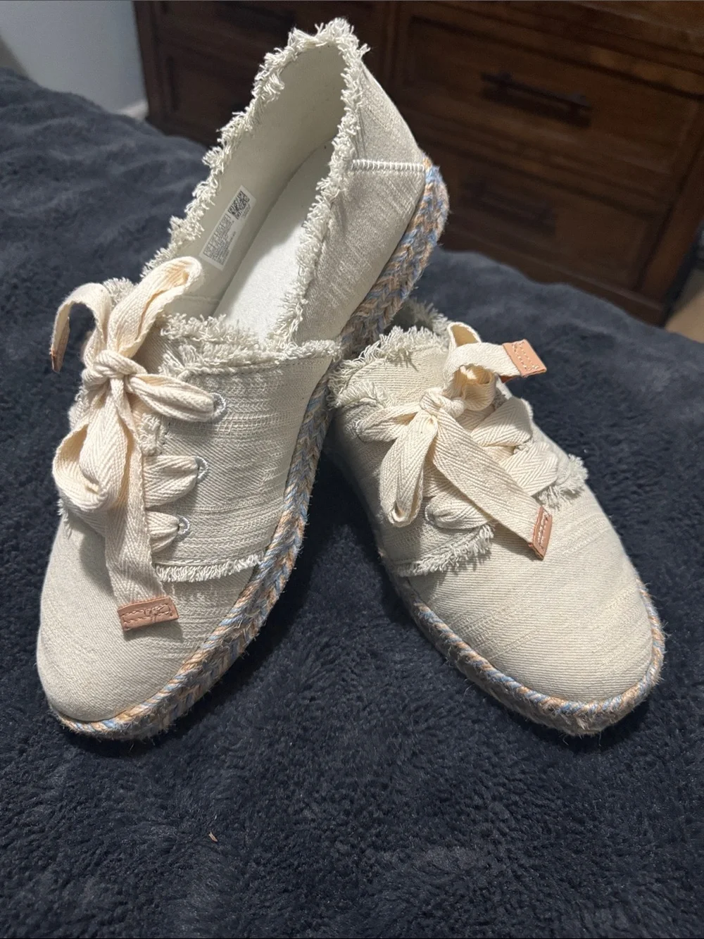 Women’s White Lace-Up Espadrille Slip-On Shoe